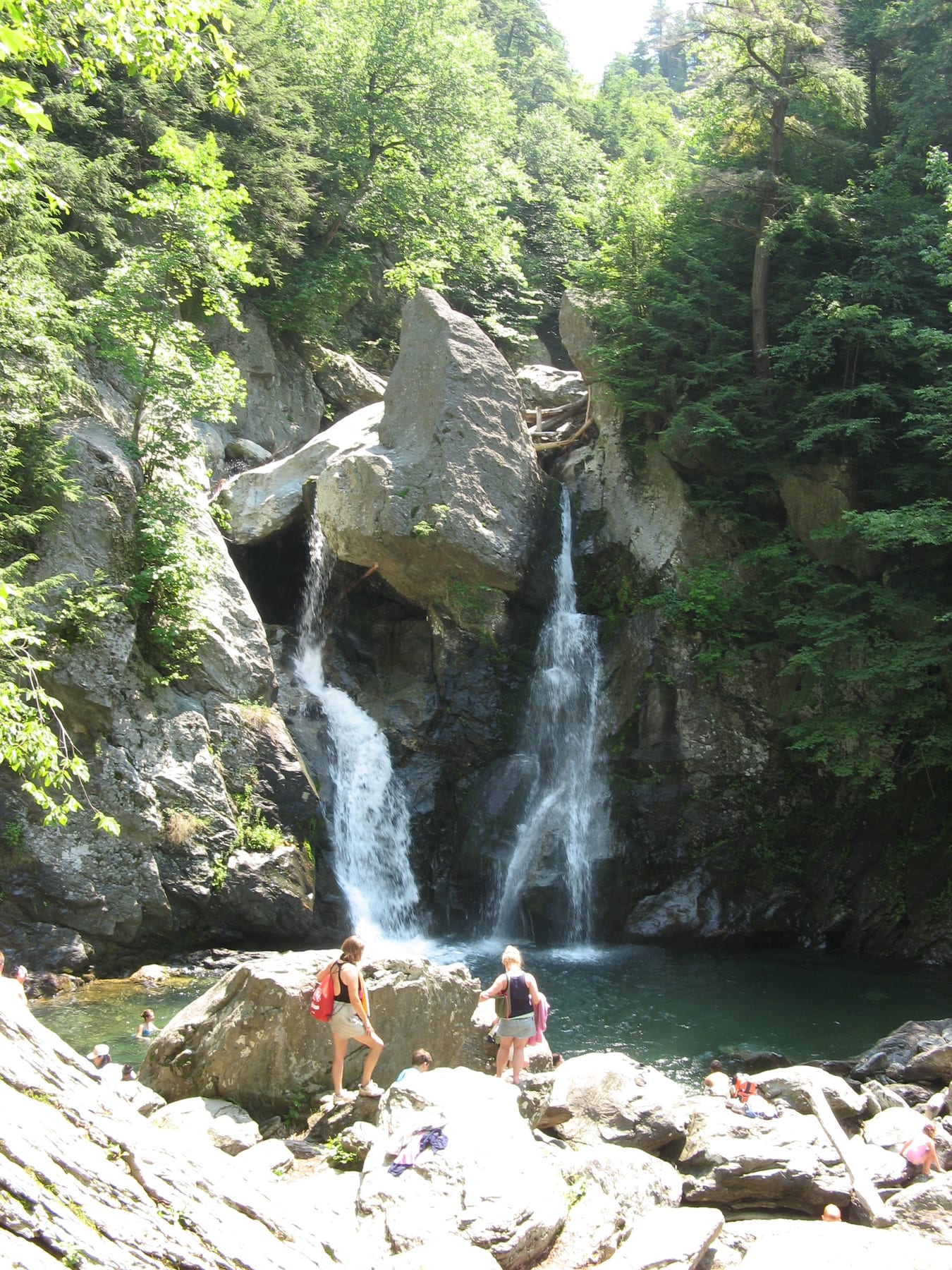 Bash Bish Falls waterfall scene in Massachusetts.