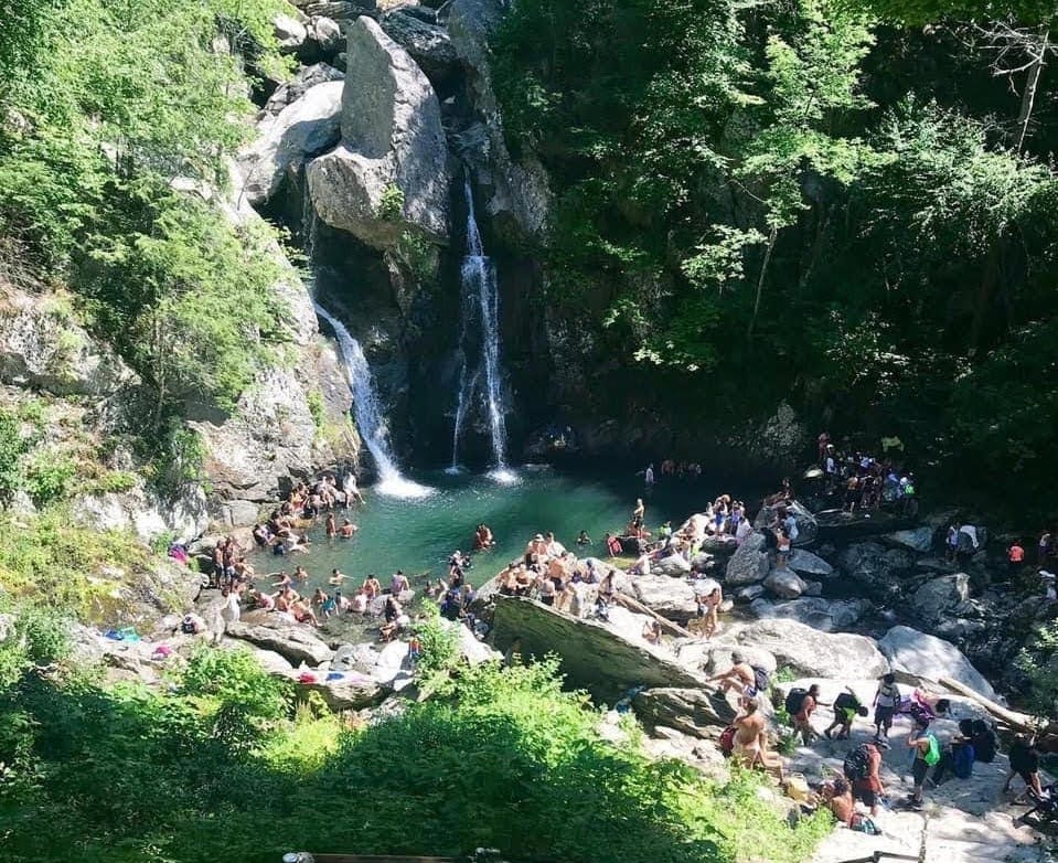 Bash Bish Falls waterfall scene in Massachusetts.