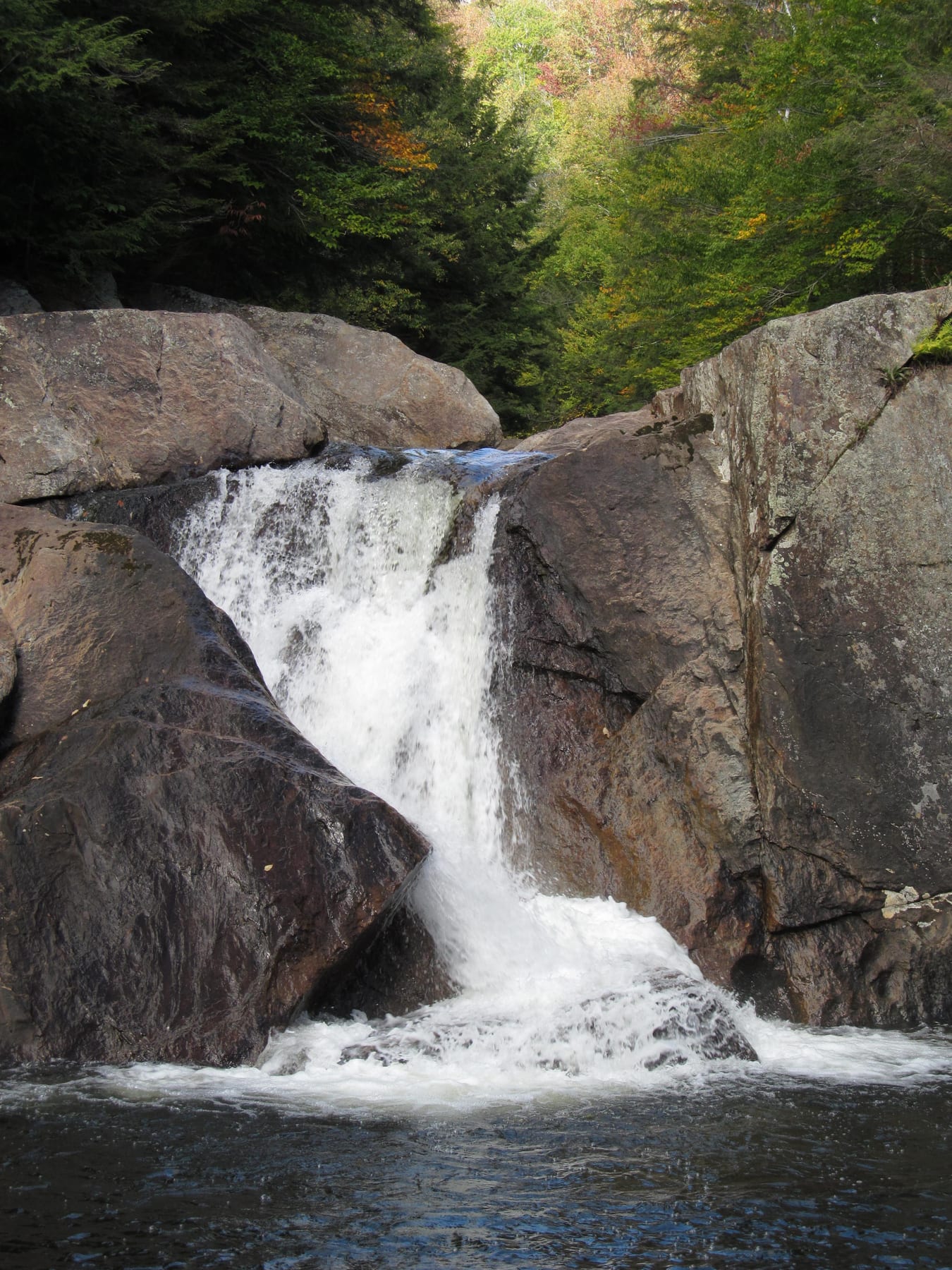 Buttermilk Falls waterfall scene in Vermont.