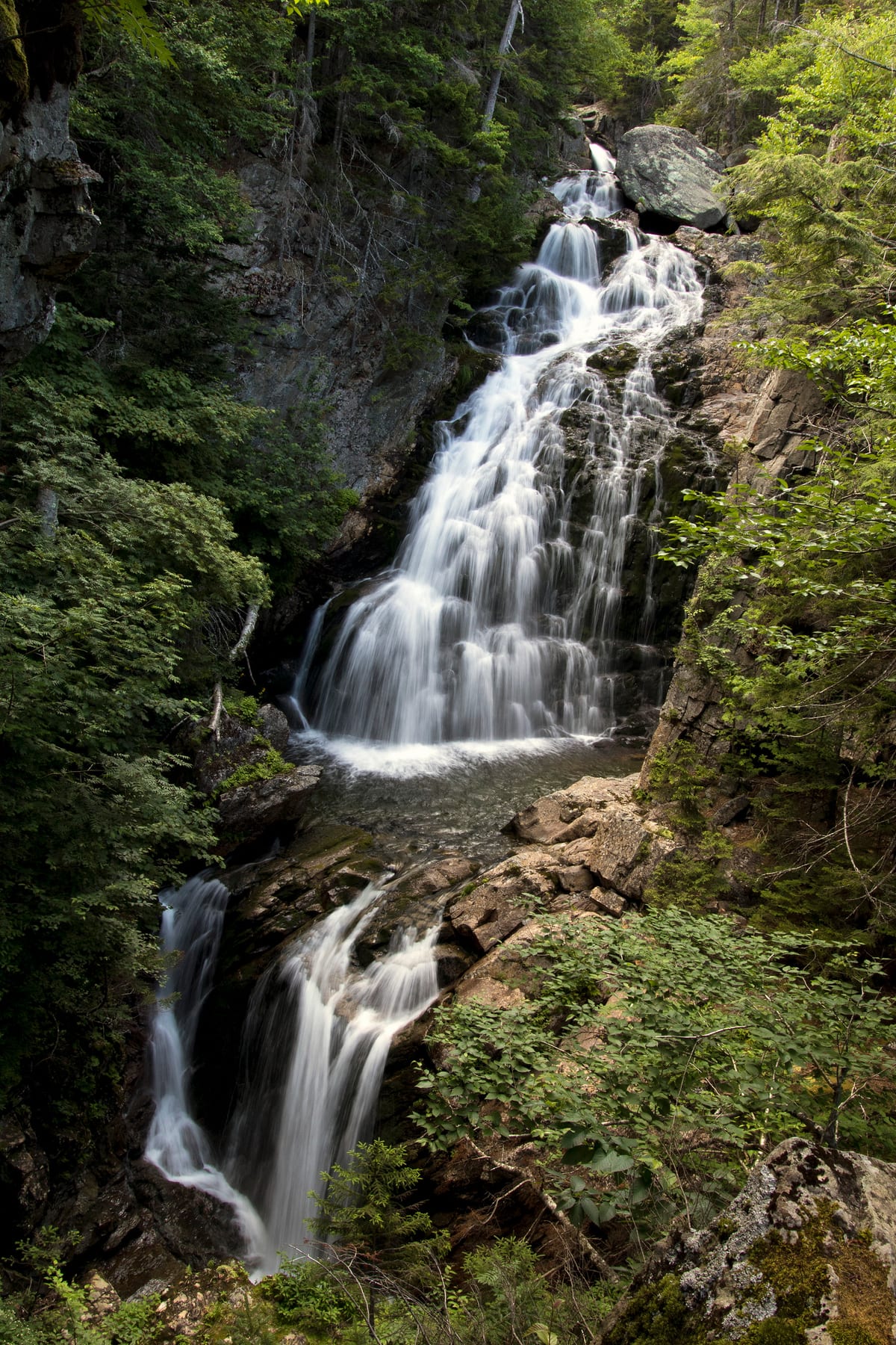 Waterfall Close at Crystal Cascade in New Hampshire.