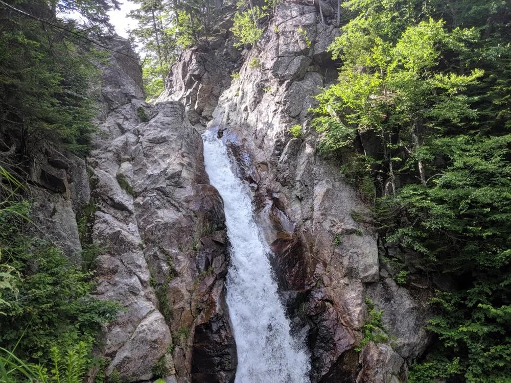 Rock Wall Cascade at Glen Ellis Falls in New Hampshire.