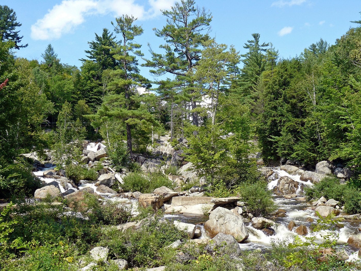 Wide Boulder Cascades at Jackson Falls in New Hampshire.