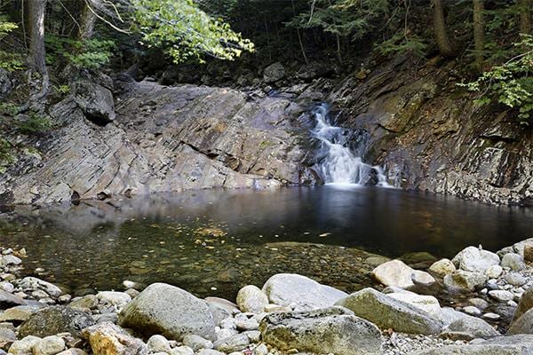 Lower Falls (Albany) freshwater swim scene in New Hampshire.