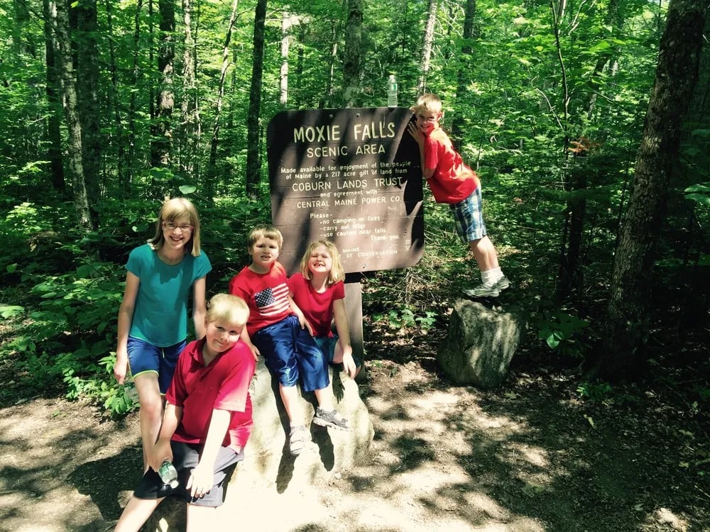 Trailhead Sign at Moxie Falls in Maine.