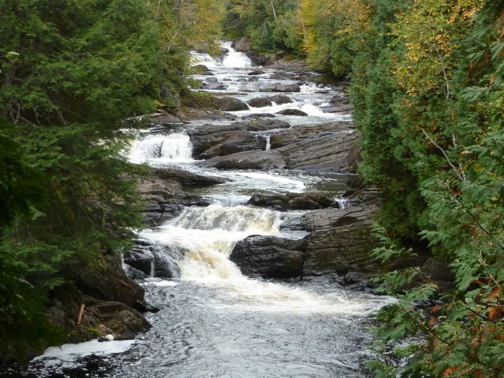 Upstream Cascades at Moxie Falls in Maine.