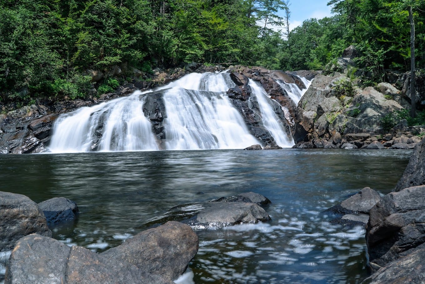 Wide Waterfall at Profile Falls in New Hampshire.