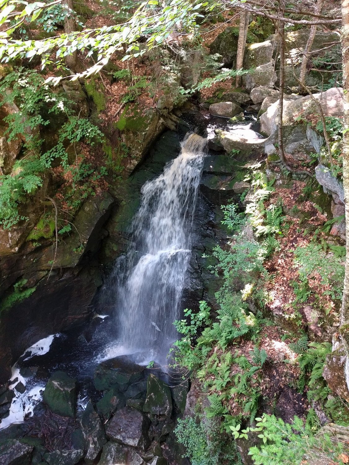 Royalston Falls waterfall scene in Massachusetts.