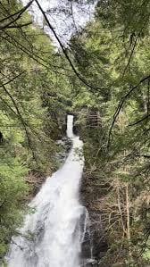 Silver Cascade and Flume Cascade waterfall scene in New Hampshire.
