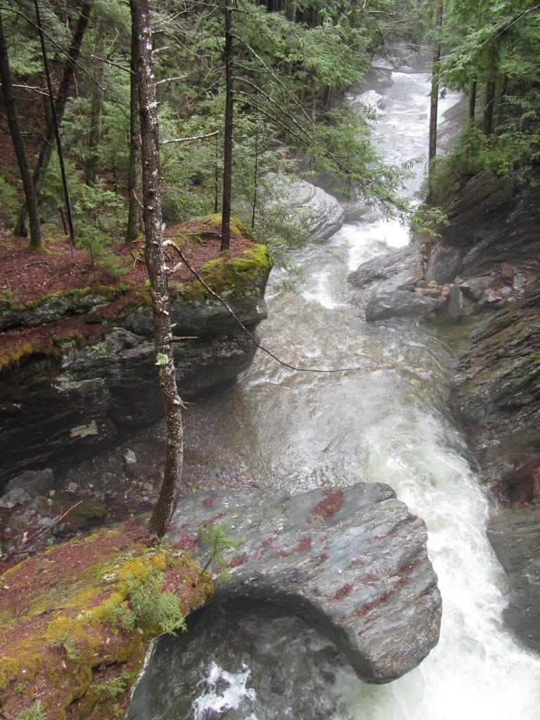 White Water Narrow Gorge at Texas Falls in Vermont.