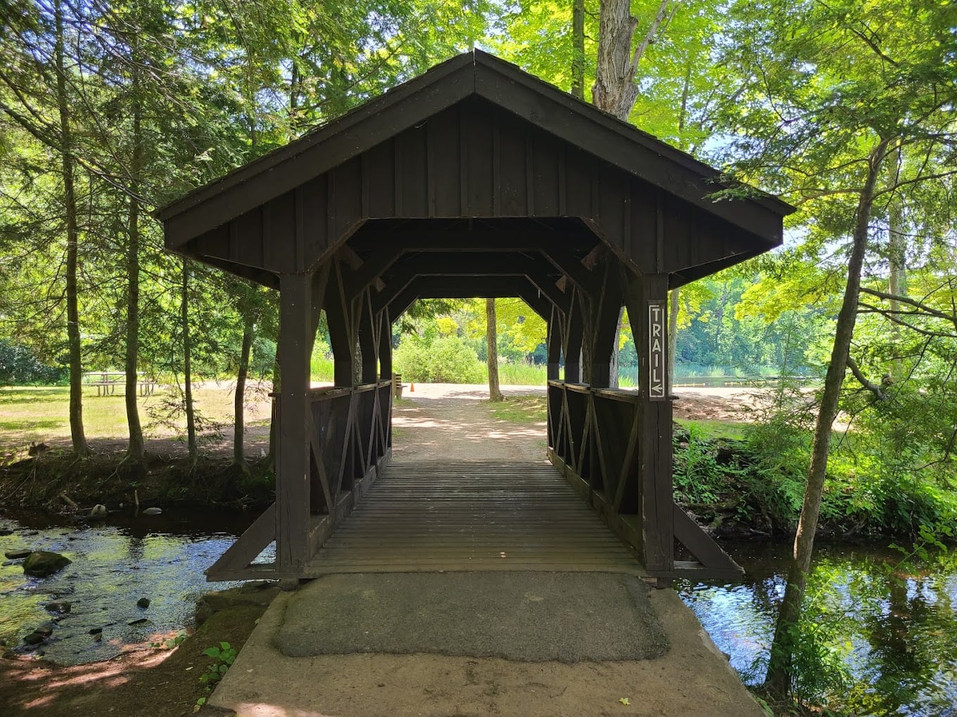 Covered Bridge Trail at Wadsworth Big Falls in Connecticut.